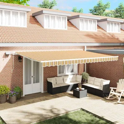 Produktbild von Einziehbare Markise Mehrfarbig 500 x 300 cm Stoff und Stahl