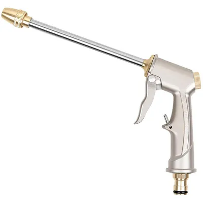 Produktbild von Metall Hochdruck Garten Spritzpistole (Handbrause) – 4 verstellbare Sprühmuster – für Gartenschlauch, Wasserpistole mit hohem Druck