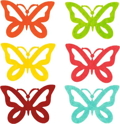 Produktbild von Filz-Streuteile Schmetterlinge bunt gemischt 6 cm x 2 mm 6 Stück