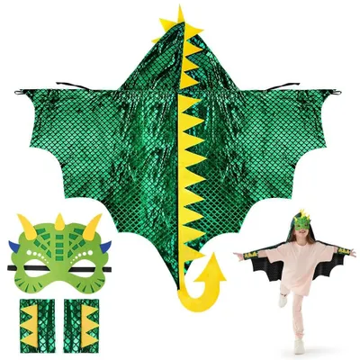 Produktbild von Dinosaurier-Umhang für Kinder - Dinosaurier-Kostüm - Halloween-Kostümumhang mit Maske