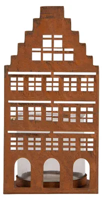 Produktbild von Clayre & Eef Teelichthalter Haus 10x10x20 cm Braun Metall