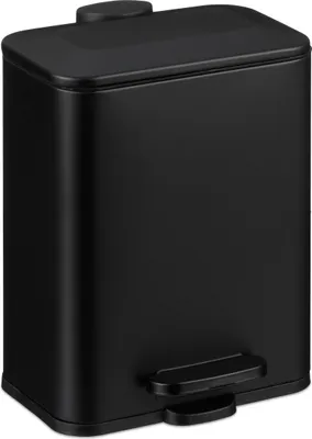 Produktbild von Relaxdays Mülleimer Bad, 5 l, Kosmetikeimer mit Soft-Close, matte Optik, entnehmbarer Inneneimer, Treteimer, schwarz