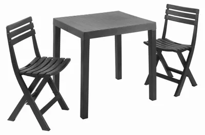 Image de Ensemble de balcon en résine recyclé Anthracite CLUB
