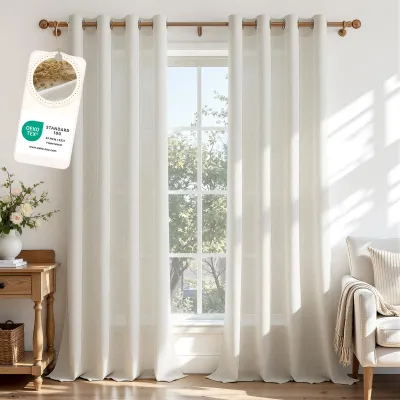 Immagine prodotto di Tenda - Aspetto simile al lino - 260 x 140 cm - Semitrasparente - Tende con passanti