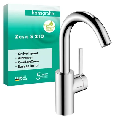 Immagine prodotto di hansgrohe Zesis S Mitigeur monocommandé pour lavabo 210 CoolStart avec bec pivotant sans vidage, 74741000, 74741000