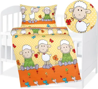 Produktbild von Kinderbettwäsche aus Krepp - 90x135 cm, 45x60 - orange,gelb