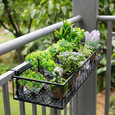 Produktbild von Famanu Blumenregal für Balkon - Eisen, rostfrei, 60 x 20 x 12 cm