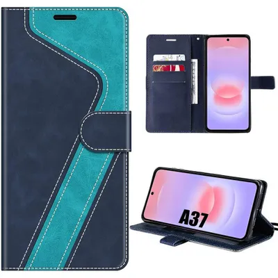 Image de Coque pour Samsung Galaxy A37 5G, Protection Anti-Rayures Antichoc Cuir Synthétique Bleu
