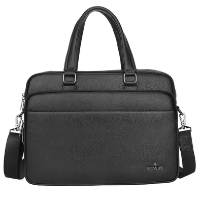 Produktbild von Herrenhandtasche aus schwarzem Leder Reißverschluss und abnehmbarer Schultergurt Blu UNICA 40x30x12 cm