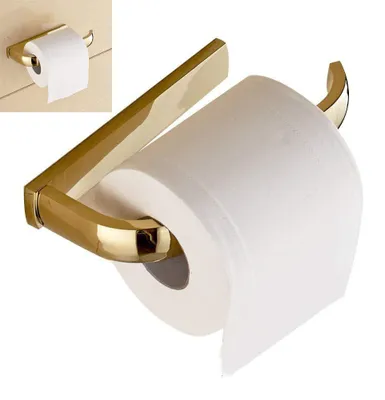 Produktbild von Toilettenpapierhalter 1 Stück, Messing Gold, Halb Geöffnet Mit Quadratischem Sockel, Für Badezimmer Wandmontage