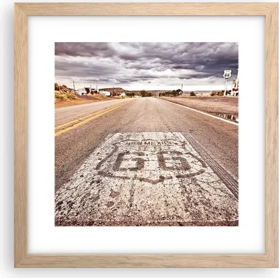 Produktbild von Gerahmtes Poster - Rahmen in heller Eiche - USA Route 66 Reise - 30x30 cm - Wand Bild - Wanddeko - Wandbilder - Wandposter - Bilderrahmen - Bilder - Kunstdruck - Wandbild - P2NAC30x30-2712