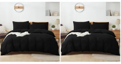 Produktbild von Bettwäsche-Set 135x200 cm Schwarz 2-teilig 100% Baumwolle mit Reißverschluss