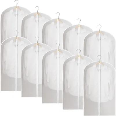 Imagen del producto de Fundas transparentes para ropa, 10 unidades, 60 x 100 cm, con cremallera, para proteger la ropa