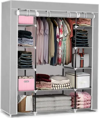 Produktbild von Großer Textil-Kleiderschrank Massido - Grau