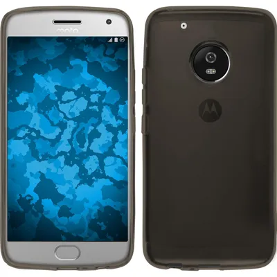 Produktbild von PhoneNatic Case kompatibel mit Lenovo Moto G5 - grau Silikon Hülle transparent + 2 Schutzfolien