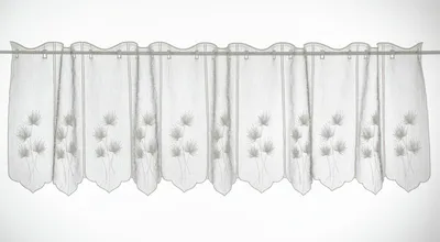 Produktbild von Gardinen Kranzusch Scheibengardine grau meliert Blumenstickerei 45x542,5 cm H/B grau natur Bistrogardine Vorhang Küche 1er Pack