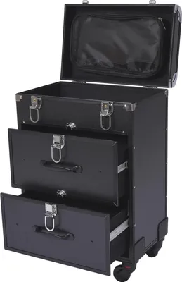 Produktbild von Schminkkoffer mit Rollen - Kosmetiktrolley - Großes Volumen - Abschließbar - Schubladen - Aluminiumlegierung - Für Salon - Schwarz