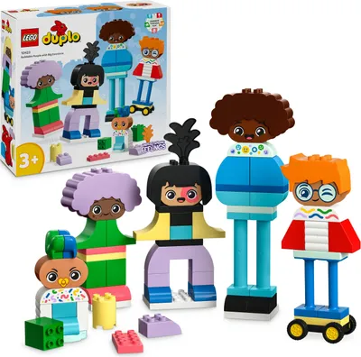 Produktbild von LEGO DUPLO Town Baubare Menschen mit großen Gefühlen, Lernspielzeug für Kinder ab 3 Jahren, enthält 5 Figuren mit 10 Gesichtern für Rollenspiele, 71 Steine zum Kombinieren und Gestalten 10423