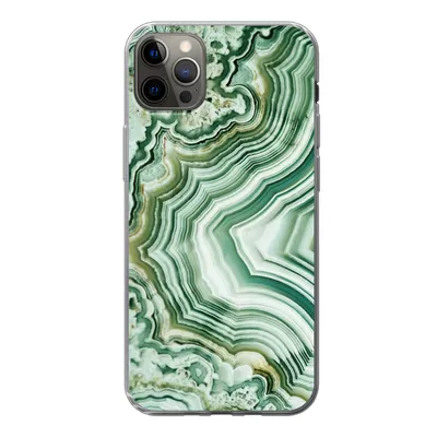 Produktbild von MuchoWow® Handyhülle Schutzhülle Hülle für iPhone 12 Pro Max Natursteine - Grün - Gesteine und Mineralien Silikon Softcase Handy Hülle - Hartschale