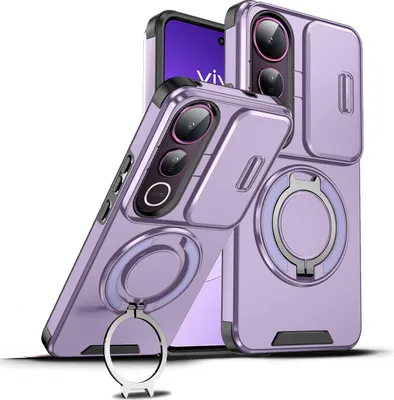 Obrázek produktu pro Dvouvrstvé pouzdro pro vivo V50 Lite, posuvným krytem fotoaparátu a magnetickým kroužkovým stojánkem Fialová