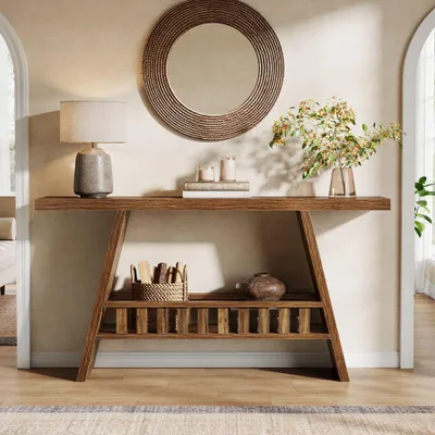 Consolle D'Ingresso Tribesigns 100cm - Design Vintage Con Gambe Geometriche Metalliche, Per Soggiorno O Ingresso - Foto 4