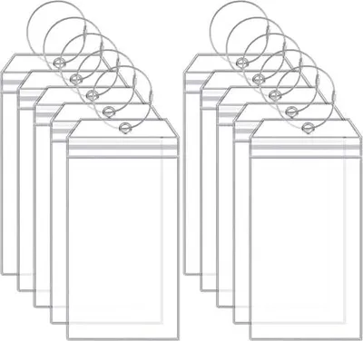 Produktbild von 10 Stück Kofferanhänger, 8.5 x 18.5cm Transparente Gepäckanhänger Kofferschilder Anhänger Gepack Schild Verschraubbaren Metallband Robuste Wasserfest für Koffer Gepack Tasche