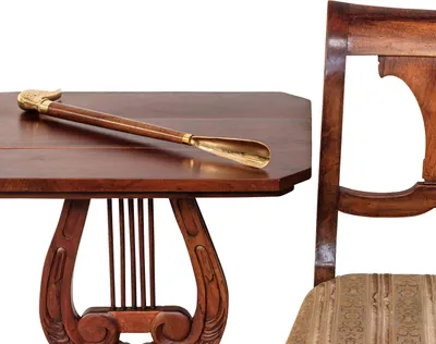 Produktbild von Schuhanzieher Schuhlöffel Messing Vogel gold im Antik-Stil - 48cm