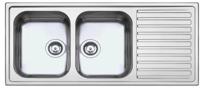 Immagine prodotto di Lavello cucina acciaio 116x50 cm doppia vasca e gocciolatoio destro SAXT333A