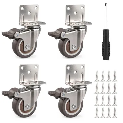 Produktbild von Lenkrolle Möbelrolle Rollen - 50 mm - Mit Bremse - 4 Stück - Für Tische und Schränke