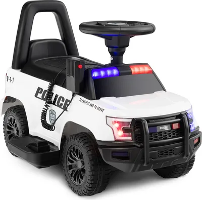 Immagine prodotto di Auto della polizia COSTWAY per bambini con batteria da 6 V, veicolo cavalcabile per bambini di 18-60 mesi Bianco