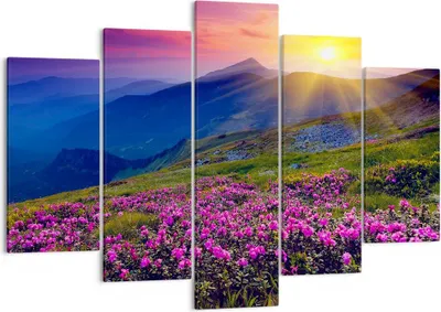 Produktbild von Bild auf Leinwand - Leinwandbild - Wiese Berge Landschaft - 150x100cm - Wand Bild - Wanddeko - Leinwanddruck - Bilder - Kunstdruck - Wanddekoration - Leinwand bilder - Wandkunst - EA150x100-2676