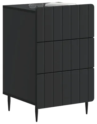 Image de vidaXL Table de chevet à tiroirs, noir, 43 x 41 x 68 cm, aggloméré