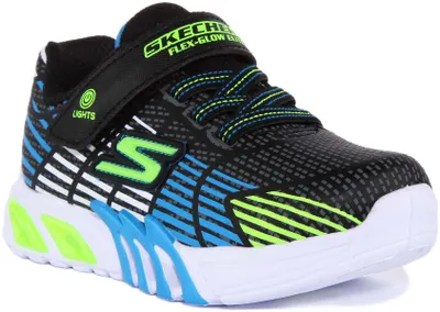 Produktbild von Skechers S Lights: Flex Glow Elite K der Synthetik Licht Oben Turnschuhe Schwarz Blau – undefined / Schwarz Blau