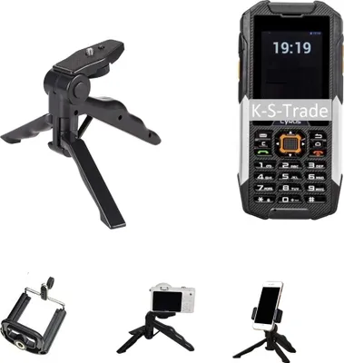 Produktbild von K-S-Trade Stativ Tisch-Ständer Dreibein Handy-Stativ Ständer kompatibel mit Cyrus CM 16 Mini-Stativ Smartphone Tripod Handy-Stativ aus Plastik