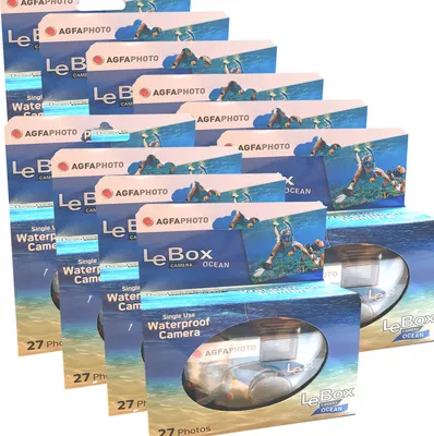 Produktbild von 10x AgfaPhoto Le Box Ocean Einwegkamera (wasserdicht, 400 ASA, 27 Aufnahmen)