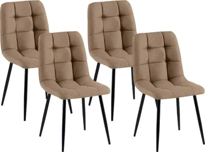 Produktbild von CLP 4er Set Esszimmerstühle Antibes Stoffbezug gepolstert mit Rückenlehne bis 150 kg taupe