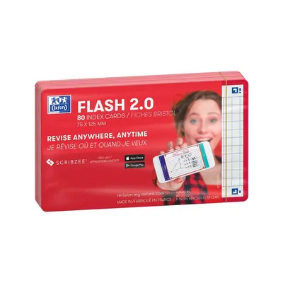 Obrázok produktu pre OXFORD 400133880 80 OXFORD Karteikarten FLASH 2.0 DIN A7 weiß, rot liniert
