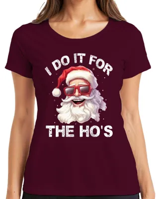 Obrázok produktu pre Vtipné dámske tričko I Do It For The Ho's Father Christmas, bordová farba, XL