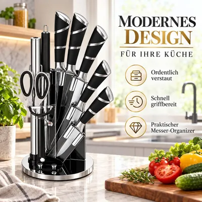 Produktbild von Bonito Küchenmesser-Set - 9-tlg schwarz