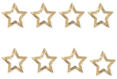 8 Glitzerstern-Aufbügelpatches, 8 cm, gold, zum Aufbügeln auf Kleidung