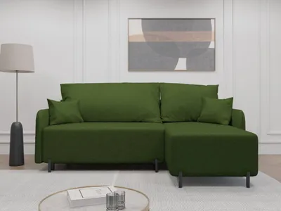 Produktbild von FurniDe24 Ecksofa L-Form Malmo - Ecksofa mit Schlaffunktion, Bettkasten - Moderne Ecksofa, Wohnzimmer Sofa - Eckcouch Grün (Gerra 50)