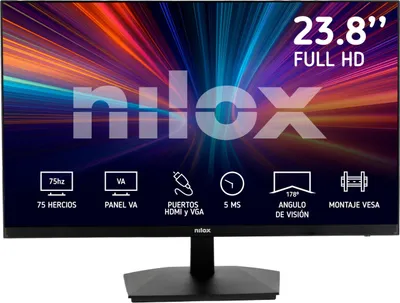 Zdjęcie produktu dla Nilox MONITOR 23.8" NXM24FHD11 LED FHD 75HZ 16:9 5MS HDMI/VGA, 61 cm (24"), 1920 x 1080 px, Full HD, LED, 5 ms, Czarny