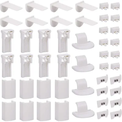 Obrázok produktu pre Držiaky na plisované závesy bez vŕtania, 2 sady, nastaviteľné, 1,5–2,2 cm, plast, biela farba