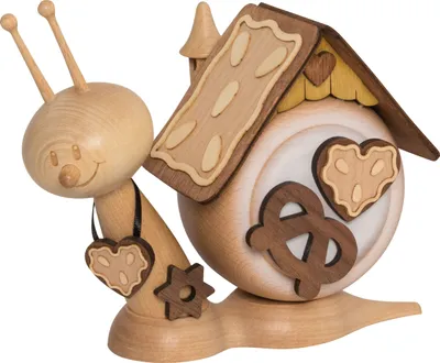 Produktbild von Drechslerei Kuhnert - Räucherfigur Sunny Lebkuchenschnecke - Größe ca. 16cm, für Räucherkerzen Größe M (Standard) - 37115