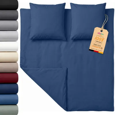 Produktbild von EllaTex Premium Mikrofaser Bettwäsche 200x220 + 2x 80x80 cm – große Bettwäschegarnitur mit Reißverschluss, Farbe: Jeans