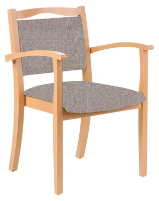Produktbild von 4-Fußstuhl Holzstuhl mit Armlehnen Alexander Seniorenstuhl Pflegestuhl.Farbe:Stoff Kariba Beige