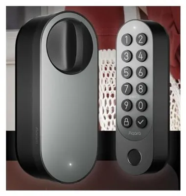 Produktbild von Aqara Smart Lock U200 Silver, Intelligentes Torschloss, Bluetooth, Code, Schlüssel, RF card, Fernbedienung, Schwarz, IPX5, Lithium-Ion (Li-Ion), 1 Stück(e)