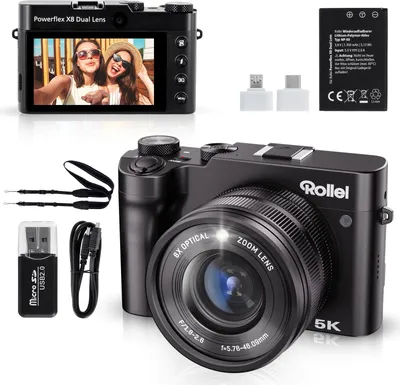 Obrázek produktu pro Rollei Powerflex X8 Dual Lens, 64 MP, 10720 x 6030 px, CMOS, 8x, 5K Ultra HD, Černá