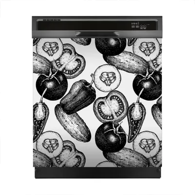 Produktbild von Magnete Dekorative 60x60 cm Küche Magnetmatte Spülmaschine - handgezeichnetes Gemüse