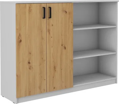 Zdjęcie produktu dla Szafka z regałem MABAKA – szara/dąb artisan